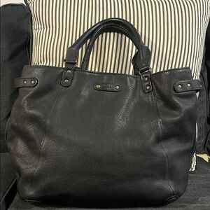 Abaco Black Leather Tote Bag